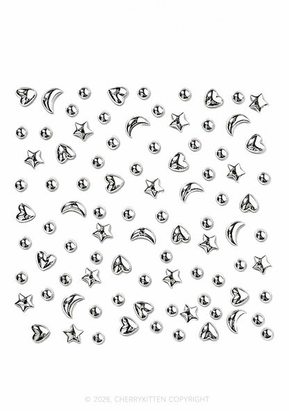 1pc Silver Gothic Studs Y2K Fake Face Piercings Cherrykitten