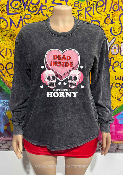 Halloween Dead Inside Y2K Washed Long Sleeves Cherrykitten