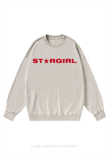 Red Stargirl Y2K Washed Sweatshirts Cherrykitten