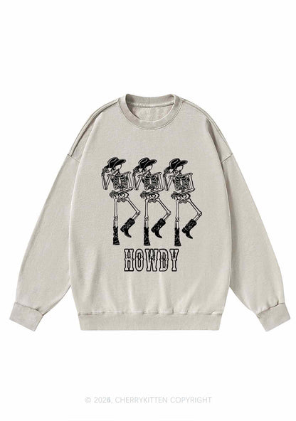 Halloween Howdy Dancing Skeletons Y2K Washed Sweatshirts Cherrykitten