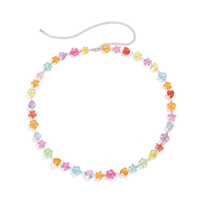 Acrylic Colorful Heart Flower Waist Chain