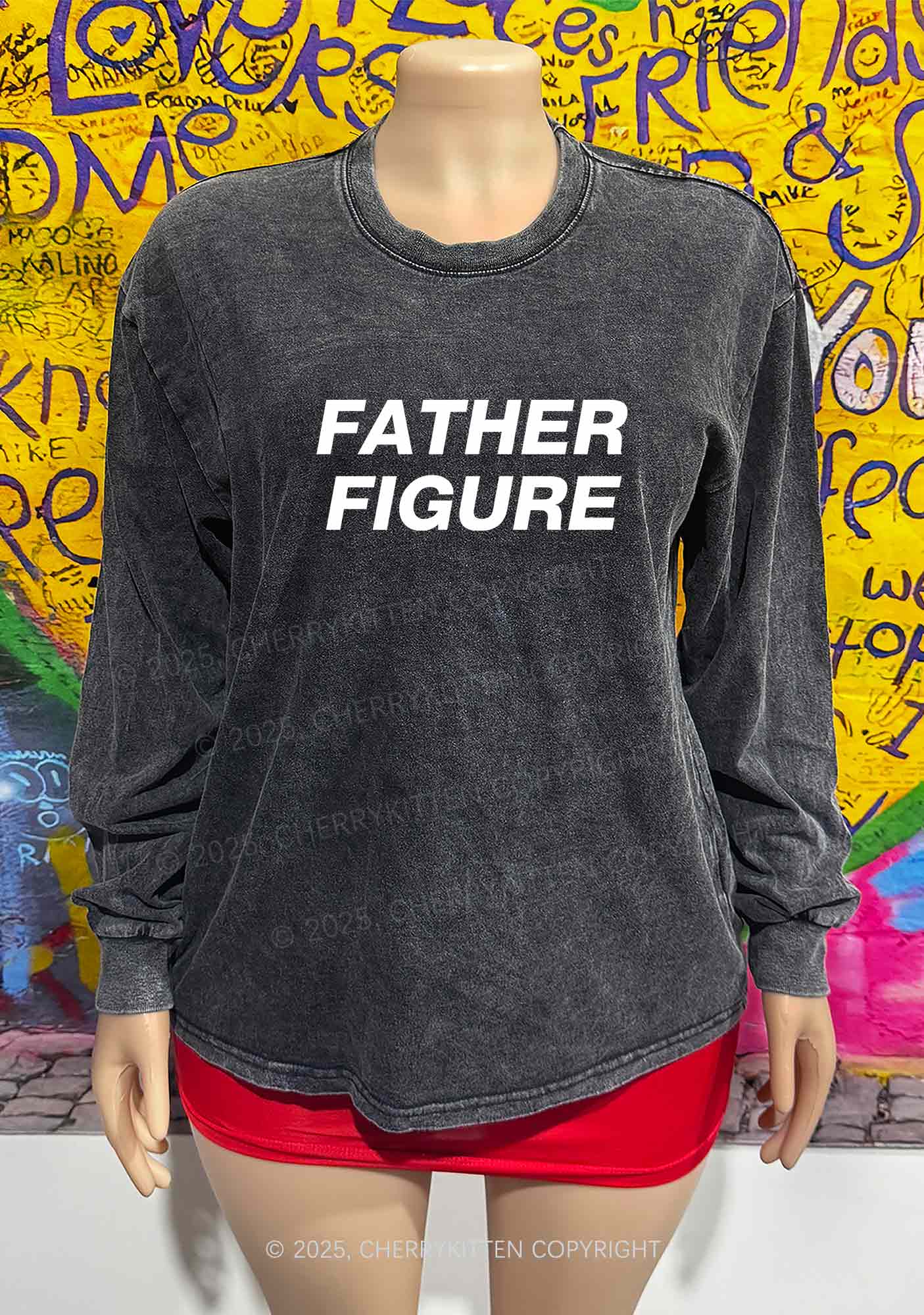Father Figure Y2K Washed Long Sleeves Cherrykitten