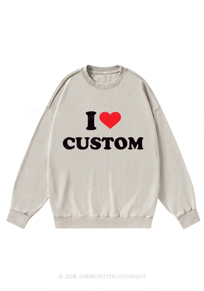 I Love Custom Personalized Y2K Washed Sweatshirts Cherrykitten