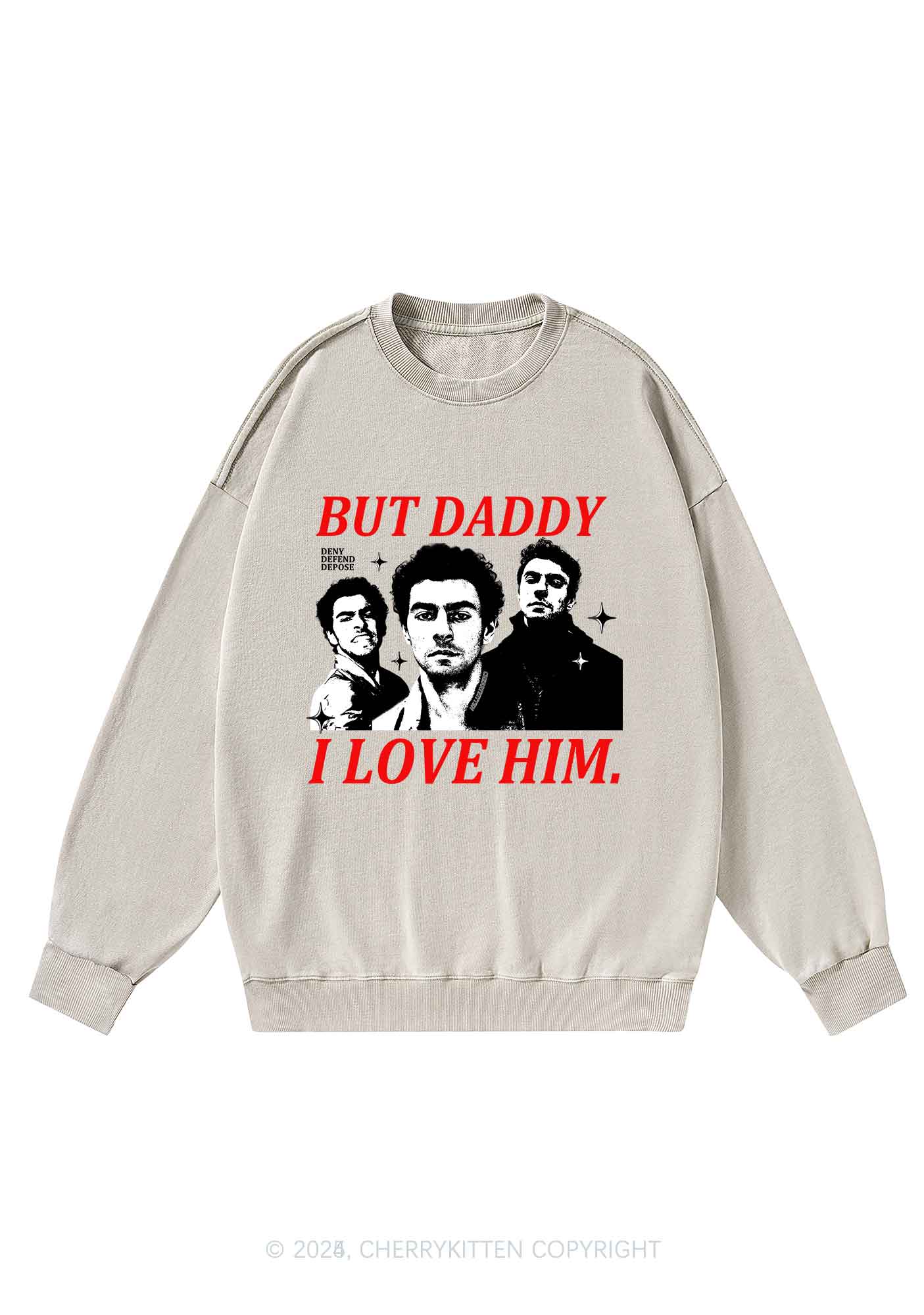 Daddy I Love Luigi Y2K Washed Sweatshirts Cherrykitten