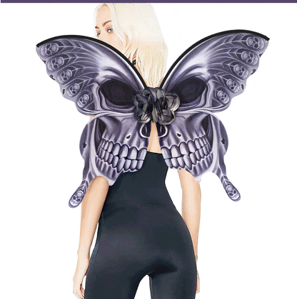 Halloween Black Skull Butterfly Wings