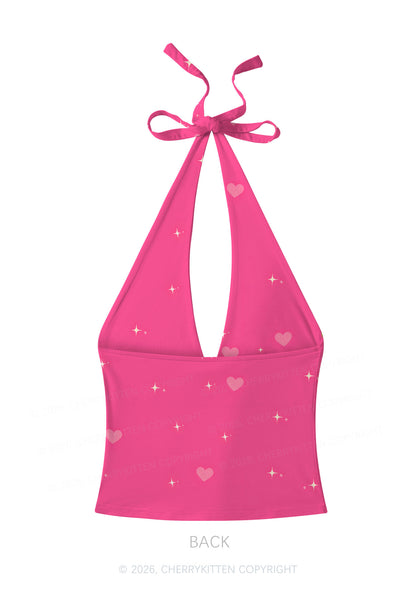 Anime Girl Y2K Print Halter Deep V Neck Cami Cherrykitten