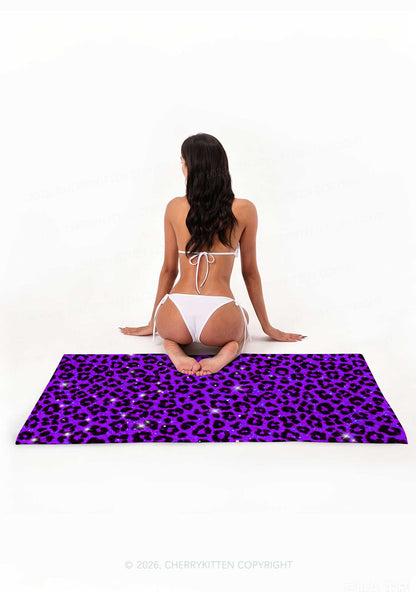 Dark Purple Leopard Y2K Beach Towel Cherrykitten