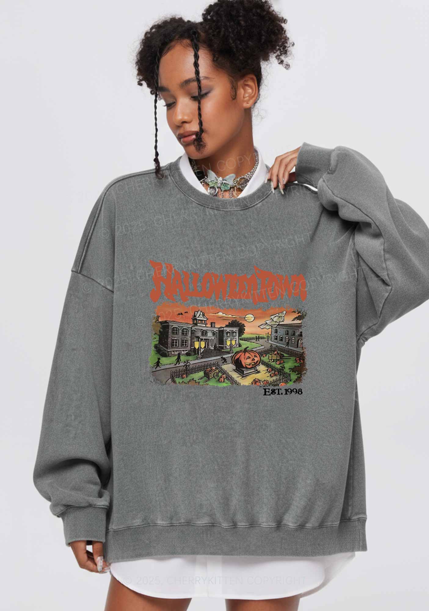 Halloween Town Y2K Washed Sweatshirts Cherrykitten
