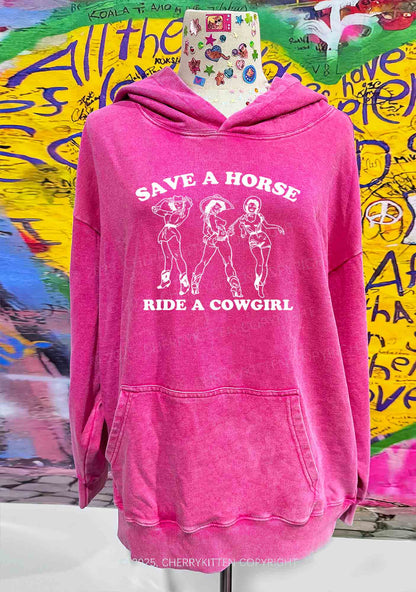 Ride A Cowgirl Pride Y2K Washed Hoodie Cherrykitten