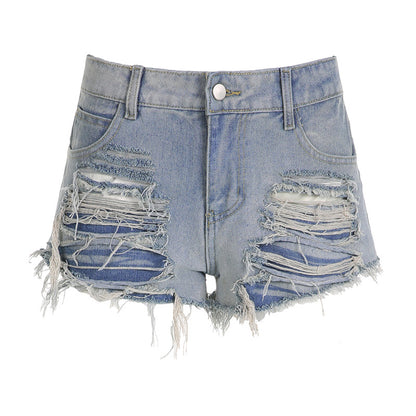 Destroyed Raw Edged High Rise Short Pants