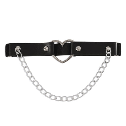 Leather Heart Chain Stud Leg Chain