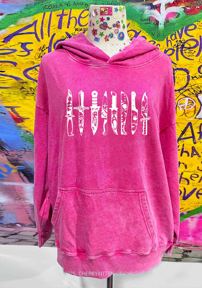 Halloween Grimace Daggers Y2K Washed Hoodie Cherrykitten