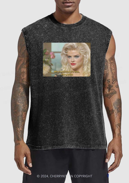 I'm A Bxxch Y2K Washed Tank Cherrykitten
