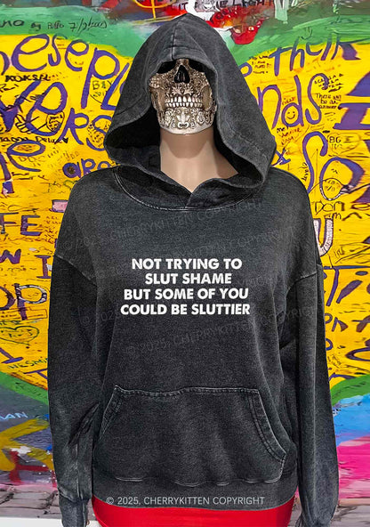 Not Trying To Slxt Shame Y2K Washed Hoodie Cherrykitten