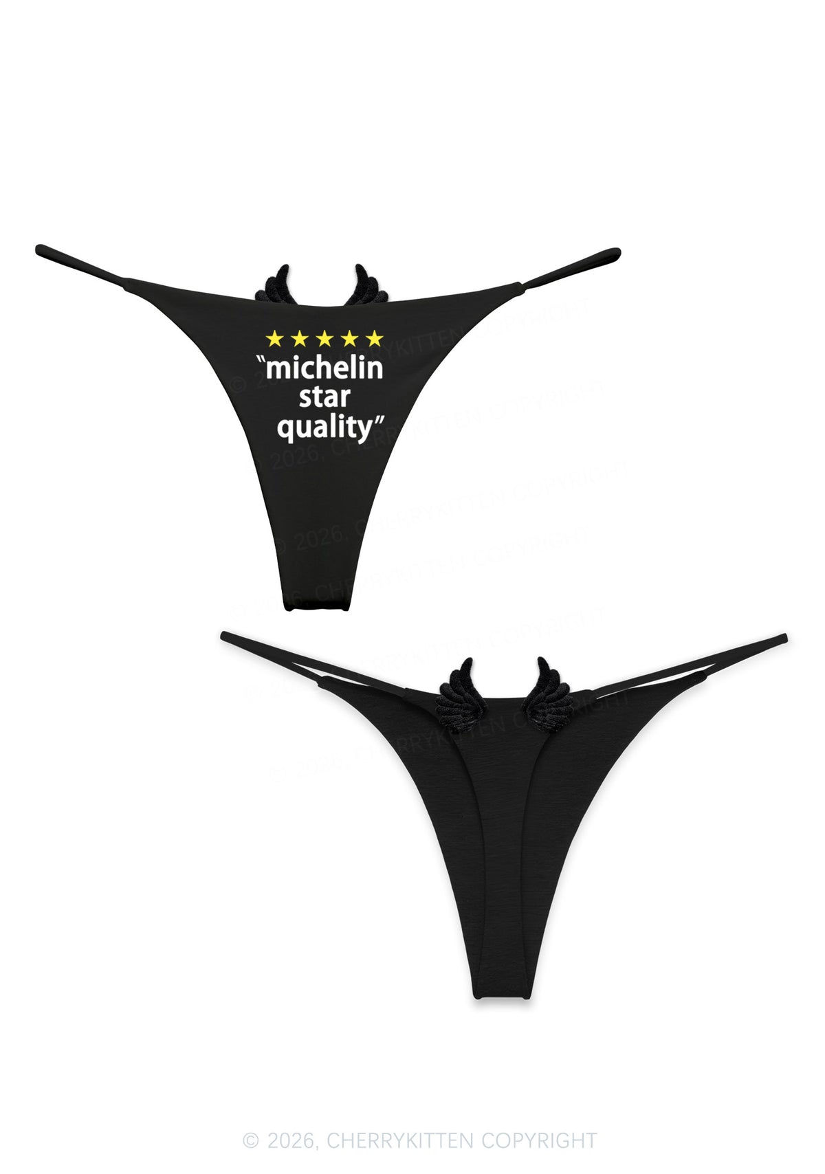 Five Star Quality Y2K Goth Angel Wings Bikini String Thong Cherrykitten