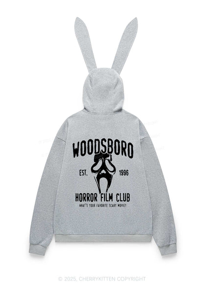 Halloween Horror Film Club Y2K Bunny Ear Zip Hoodie Cherrykitten