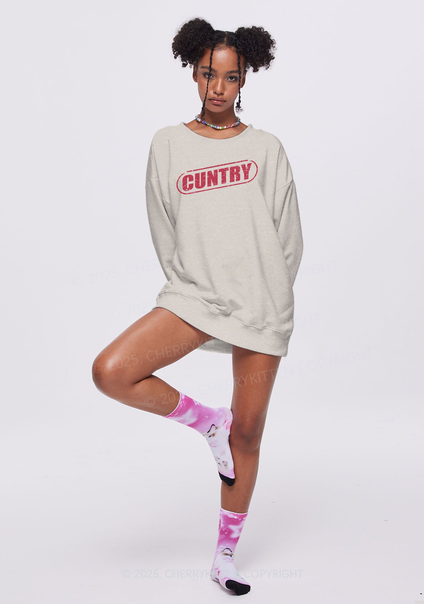 Cuntry Y2K Washed Sweatshirts Cherrykitten