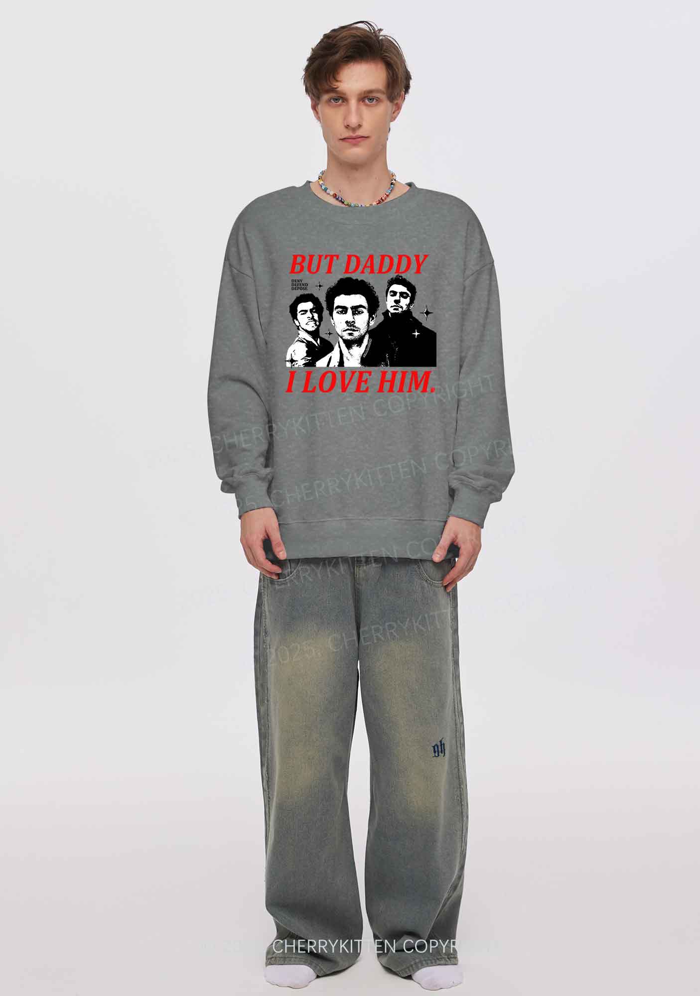 Daddy I Love Luigi Y2K Washed Sweatshirts Cherrykitten