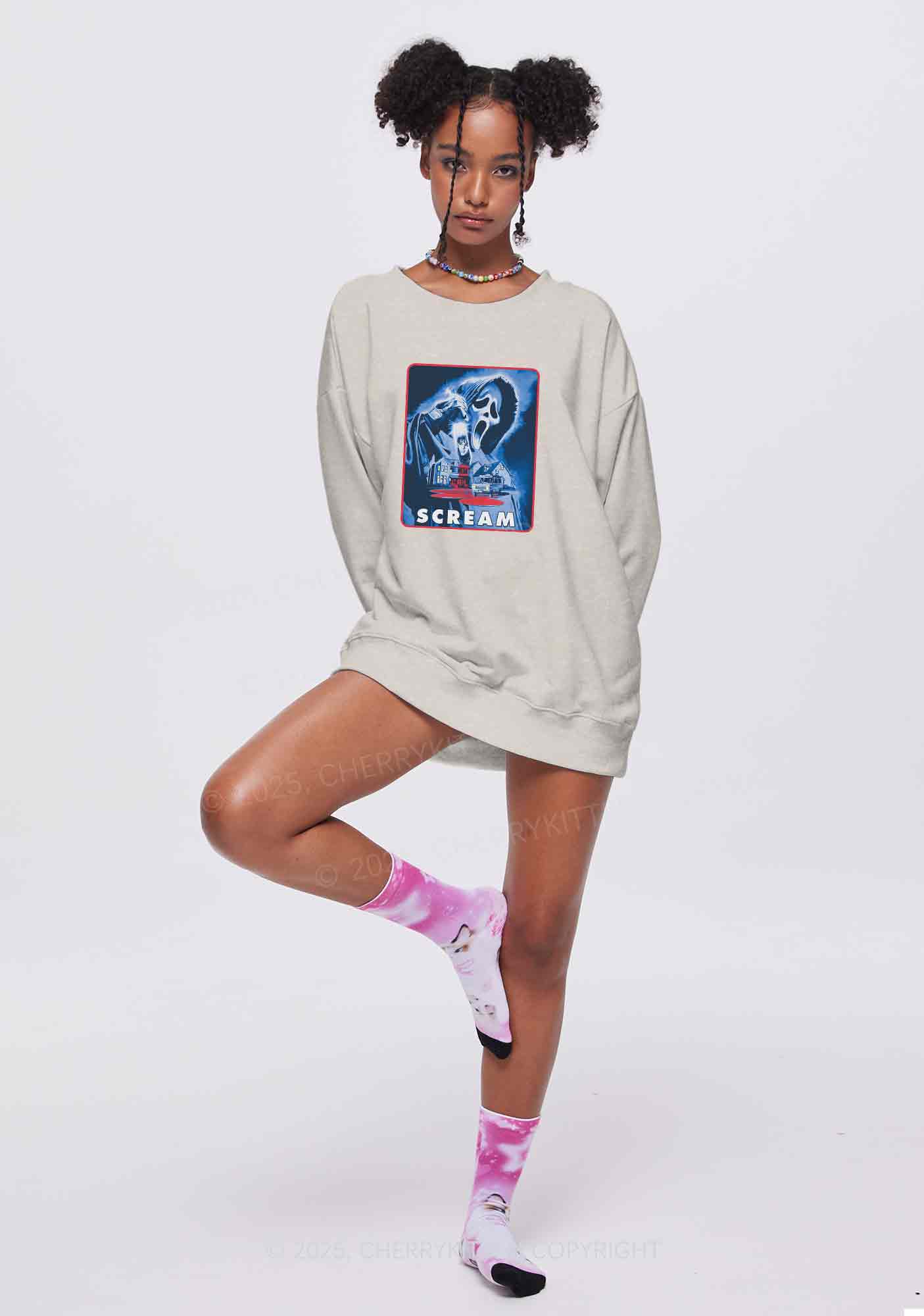 Hallowee Scream Y2K Washed Sweatshirts Cherrykitten