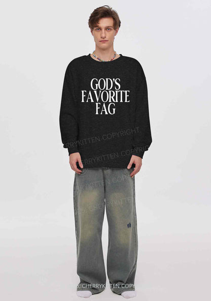 Gods Favorite Fag Pride Y2K Washed Sweatshirts Cherrykitten