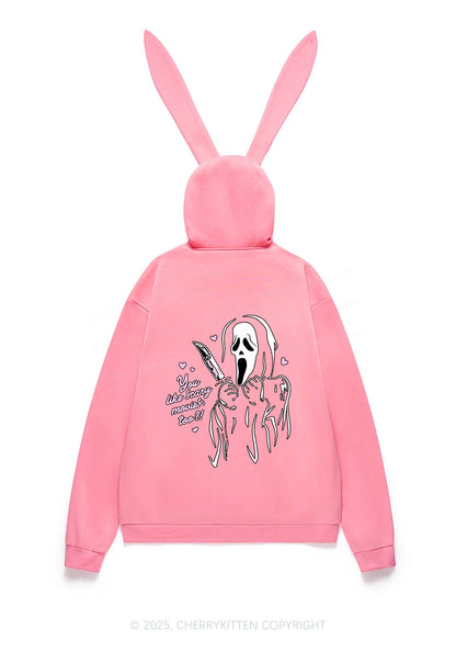 Halloween You Like Scary Movies Too Y2K Bunny Ear Zip Hoodie Cherrykitten
