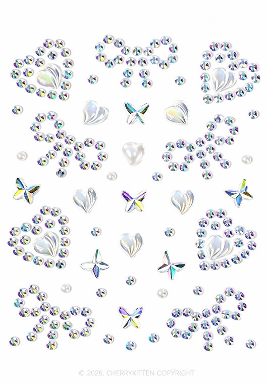 1pc Star Moon Rhinestone Y2K Face Sticker Cherrykitten