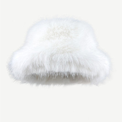 Solid Color Y2K Faux Fur Plush Bucket Hat Cherrykitten