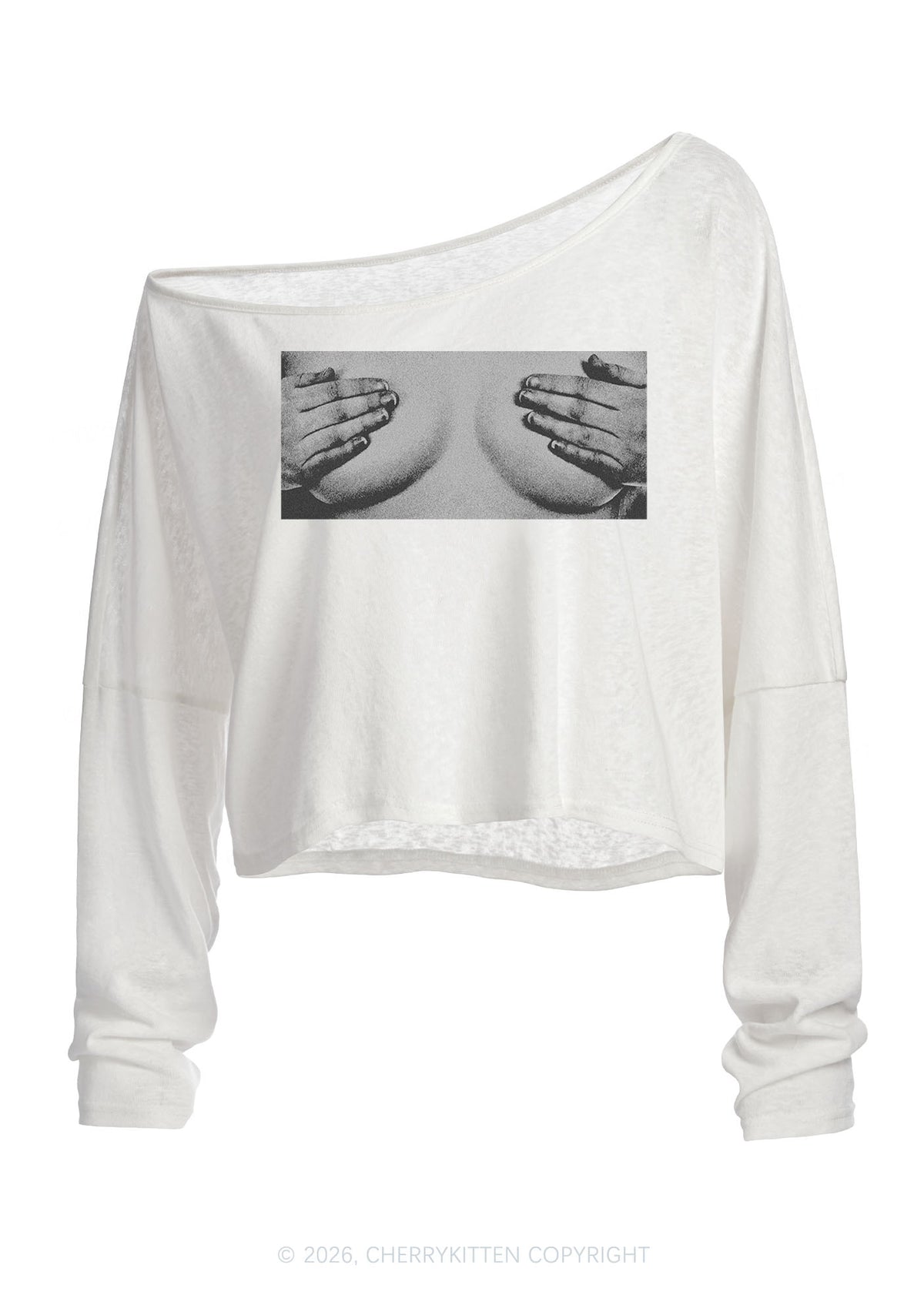 Touch Bxxbs Y2K Off Shoulder Long Sleeve Crop Top Cherrykitten