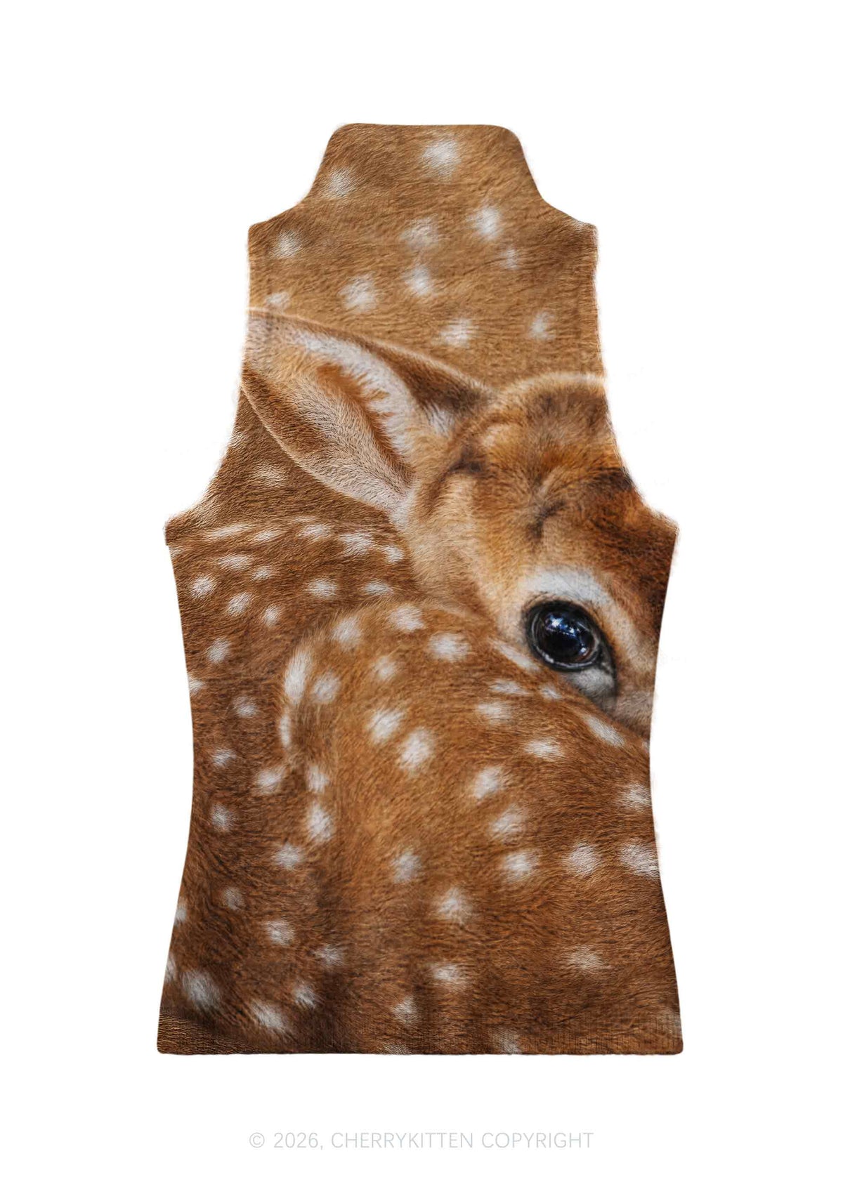 Fawn Deer Eyes Y2K Knit Turtleneck Tank Top Cherrykitten