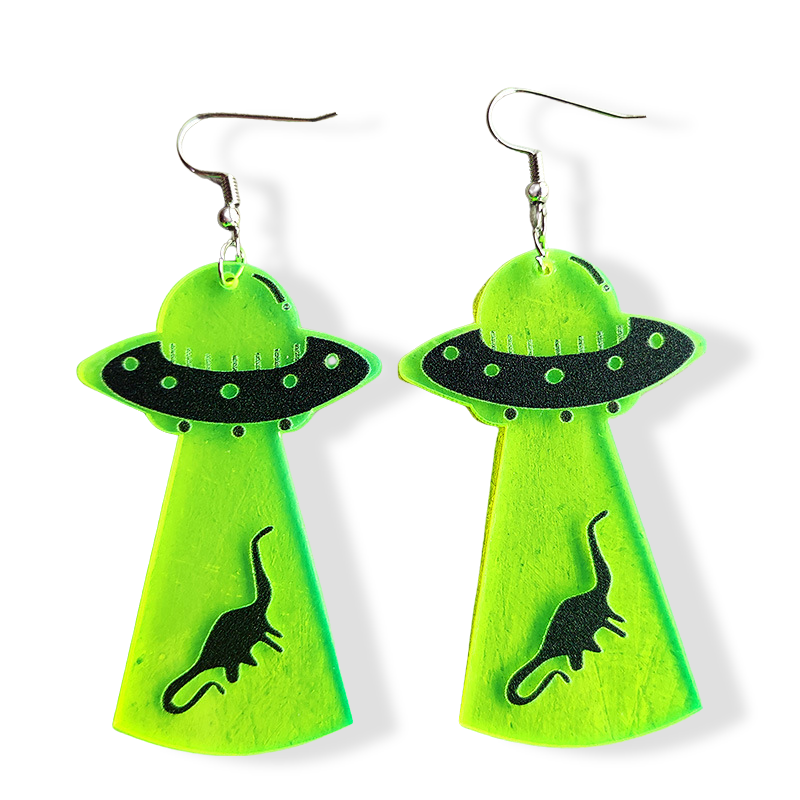 Halloween Fluorescent Acrylic UFO Earrings