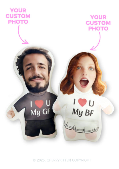 Custom Couple Photo Y2K Ugly Pillow Cherrykitten