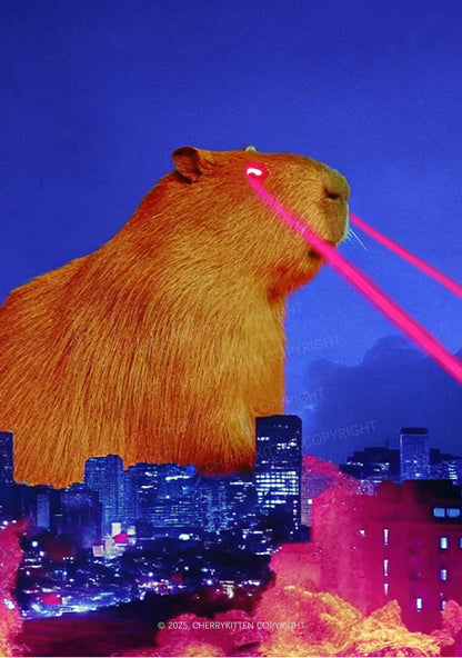 Laser Monster Capybara Y2K Mesh Crop Top Cherrykitten