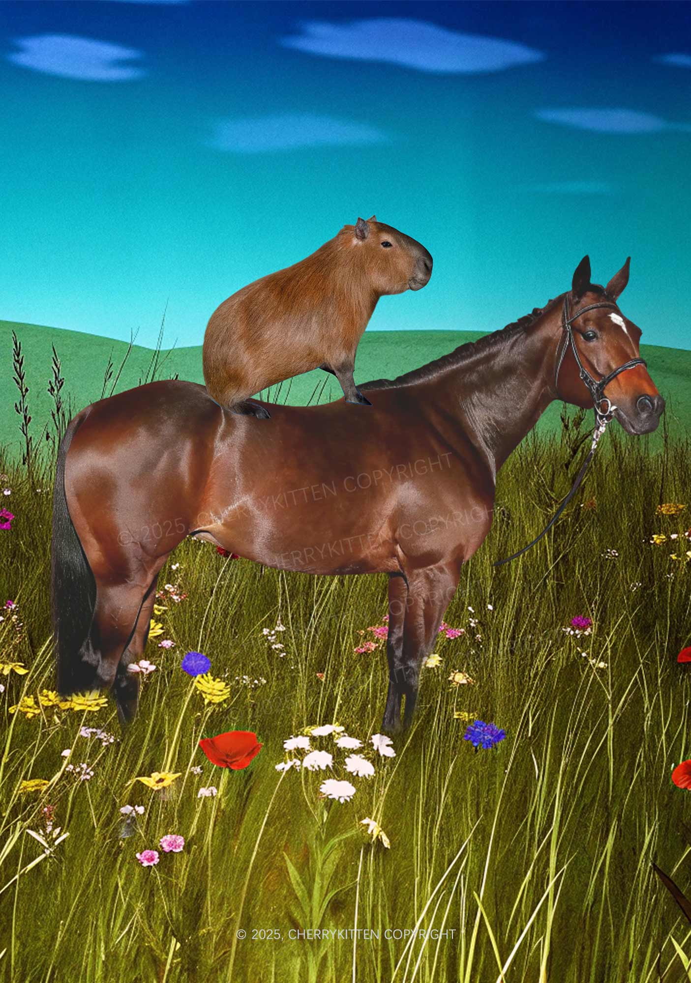 Horseback Capybara Y2K Mesh Crop Top Cherrykitten