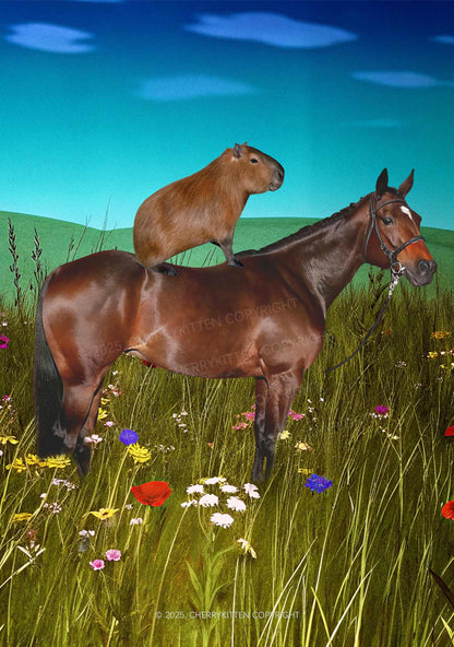 Horseback Capybara Y2K Mesh Crop Top Cherrykitten