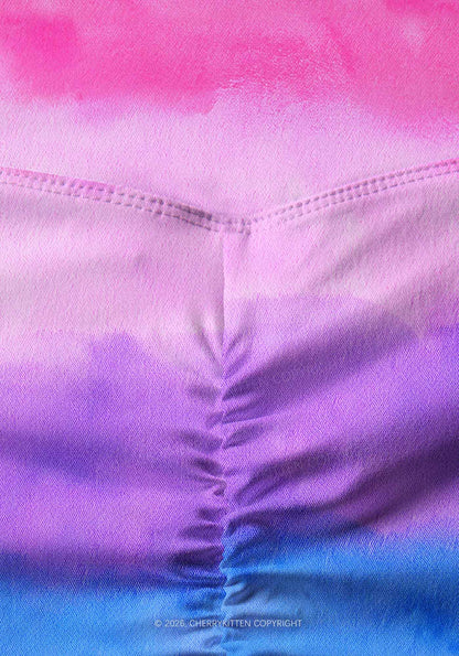 Bisexual Tie Dye Pride Y2K Print Gym Shorts Cherrykitten