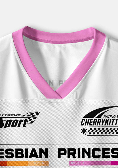 White Lesbian Princess Pride Y2K Crop Sport Jersey Shirts Cherrykitten