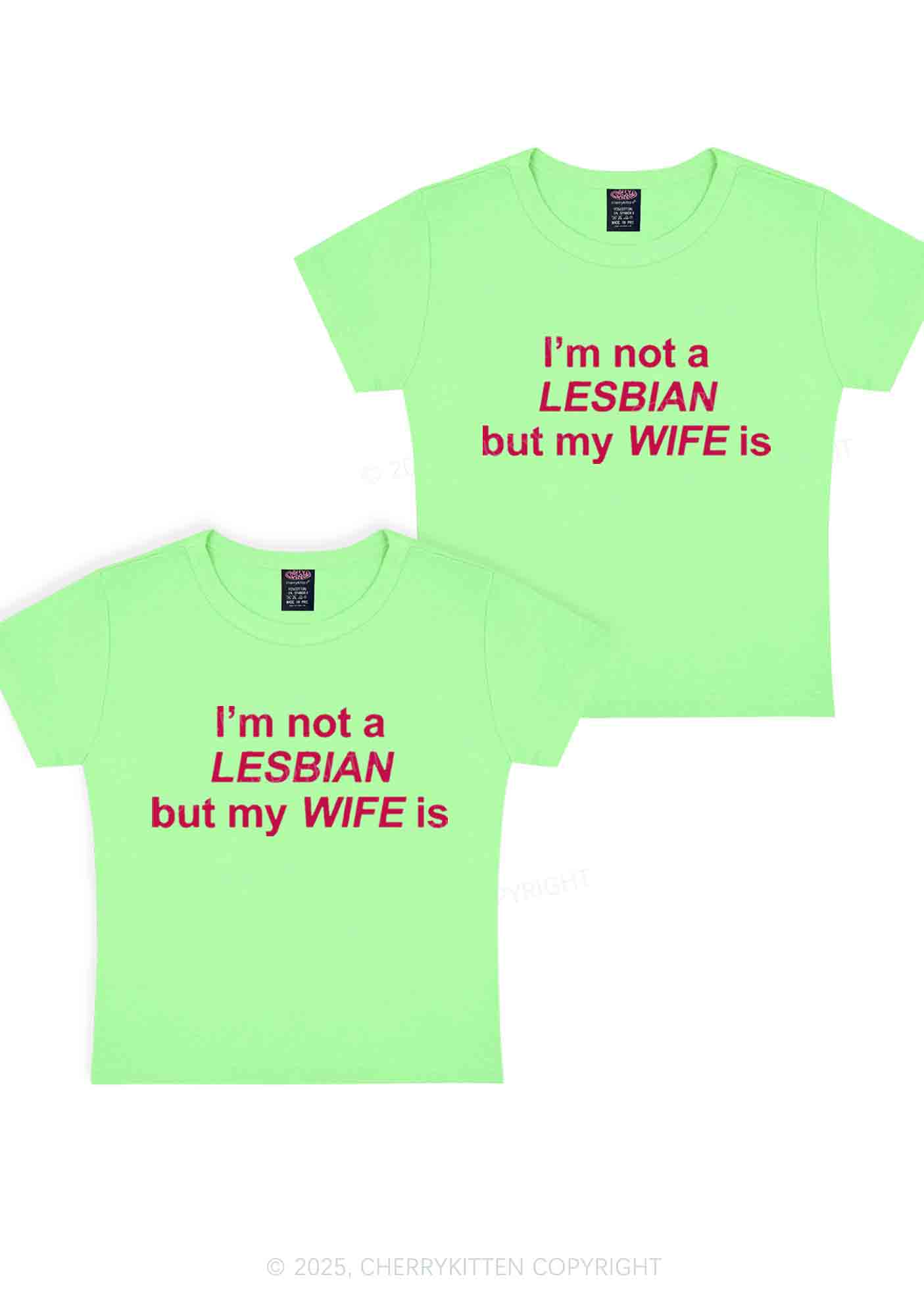 My Wife Is Lesbian Y2K Valentine's Day Baby Tee Cherrykitten