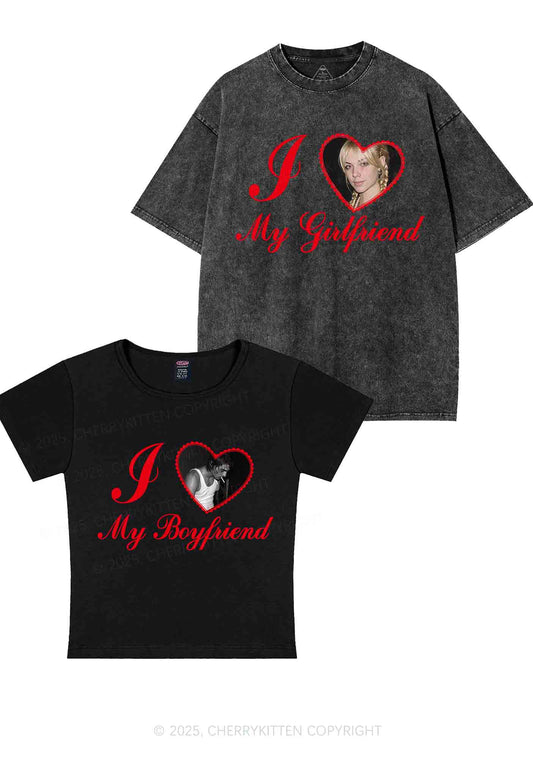 Custom Heart My BF GF Y2K Valentine's Day Couple Shirt Cherrykitten
