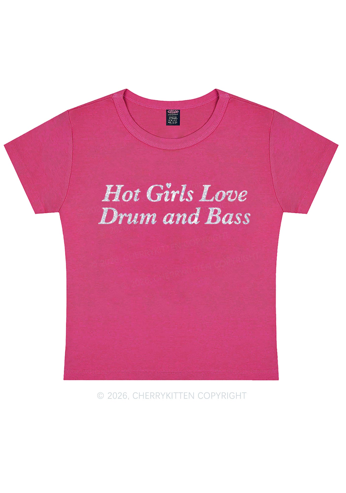 Glitter Hot Girls Love Drum And Bass Y2K Baby Tee Cherrykitten