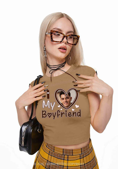 Custom BF GF Brown Heart Y2K Valentine's Day Baby Tee Cherrykitten