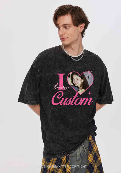 I Love Custom Y2K Valentine's Day Washed Tee Cherrykitten
