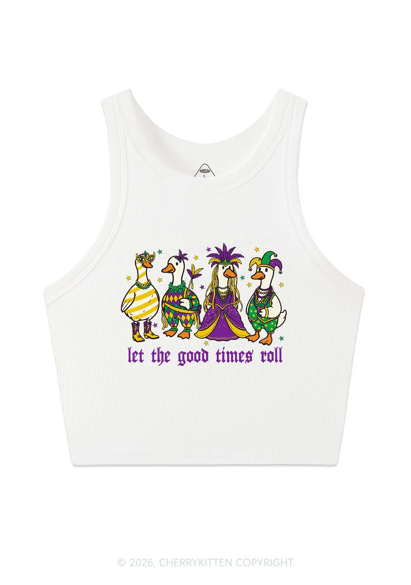 Let The Good Times Roll Y2K Crop Tank Top Cherrykitten