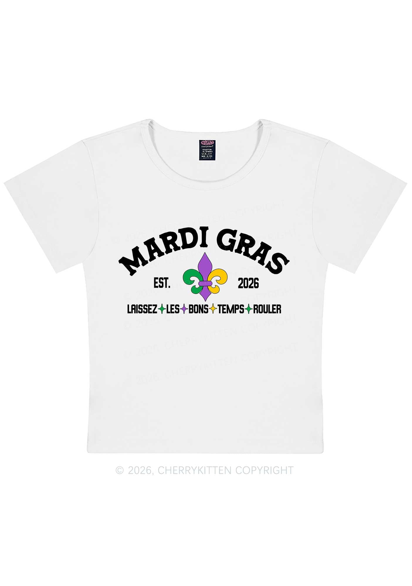Mardi Gras Laissez Les Bons Temps Rouler Y2K Baby Tee Cherrykitten