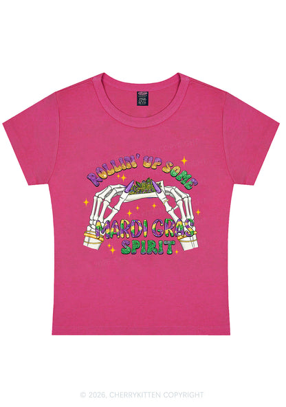 Rollin Up Mardi Gras Spirit Y2K Baby Tee Cherrykitten
