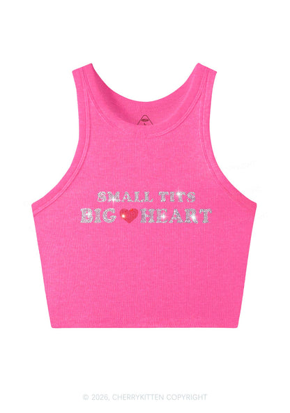 Rhinestone Big Heart Y2K Crop Tank Top Cherrykitten