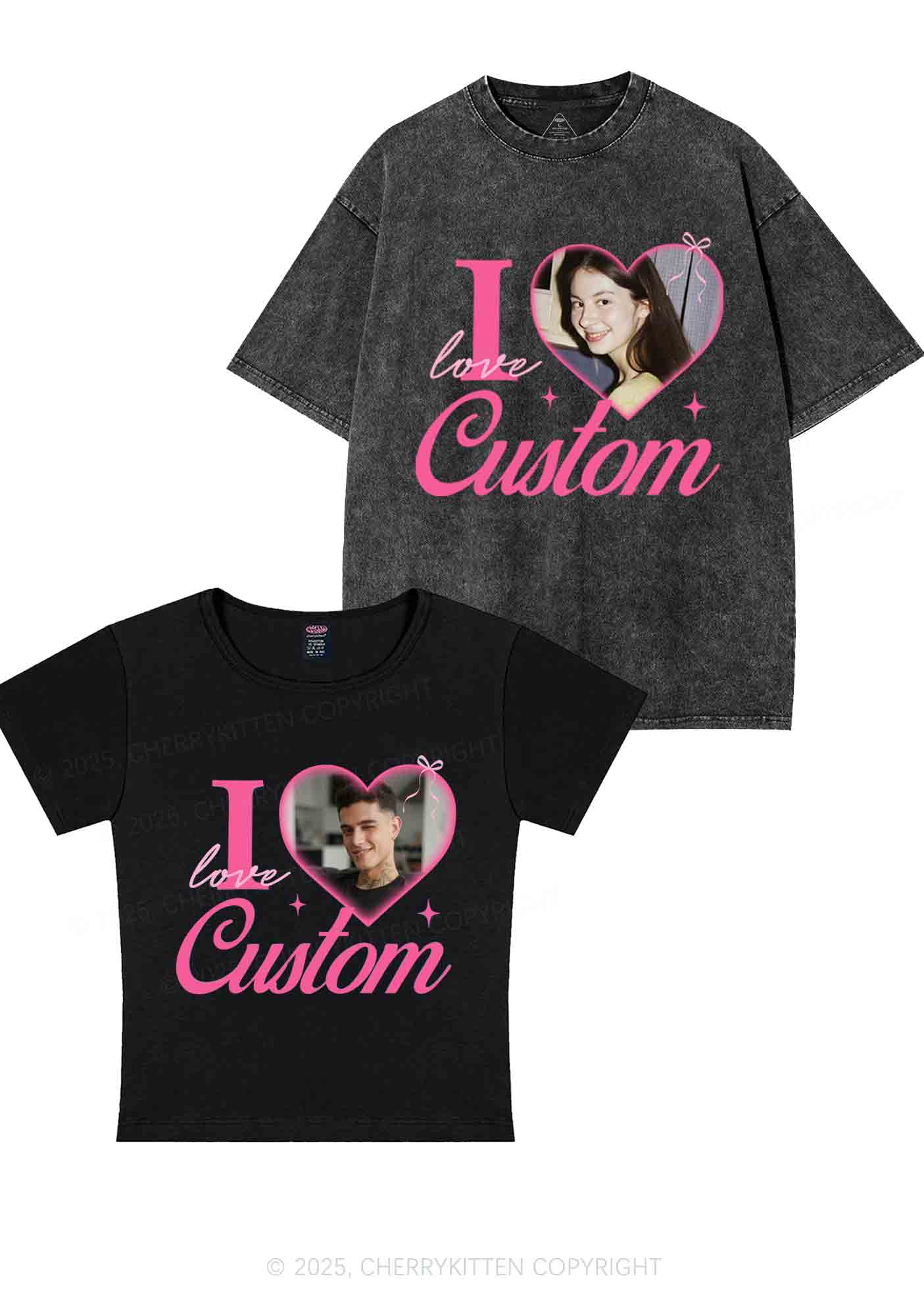 I Love Custom Y2K Valentine's Day Couple Shirt Cherrykitten