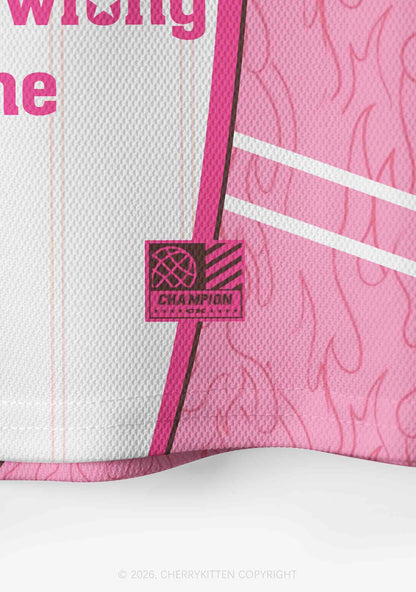 Pink Sorry For Being Hot Lesbian Pride Y2K Crop Sport Jersey Shirts Cherrykitten