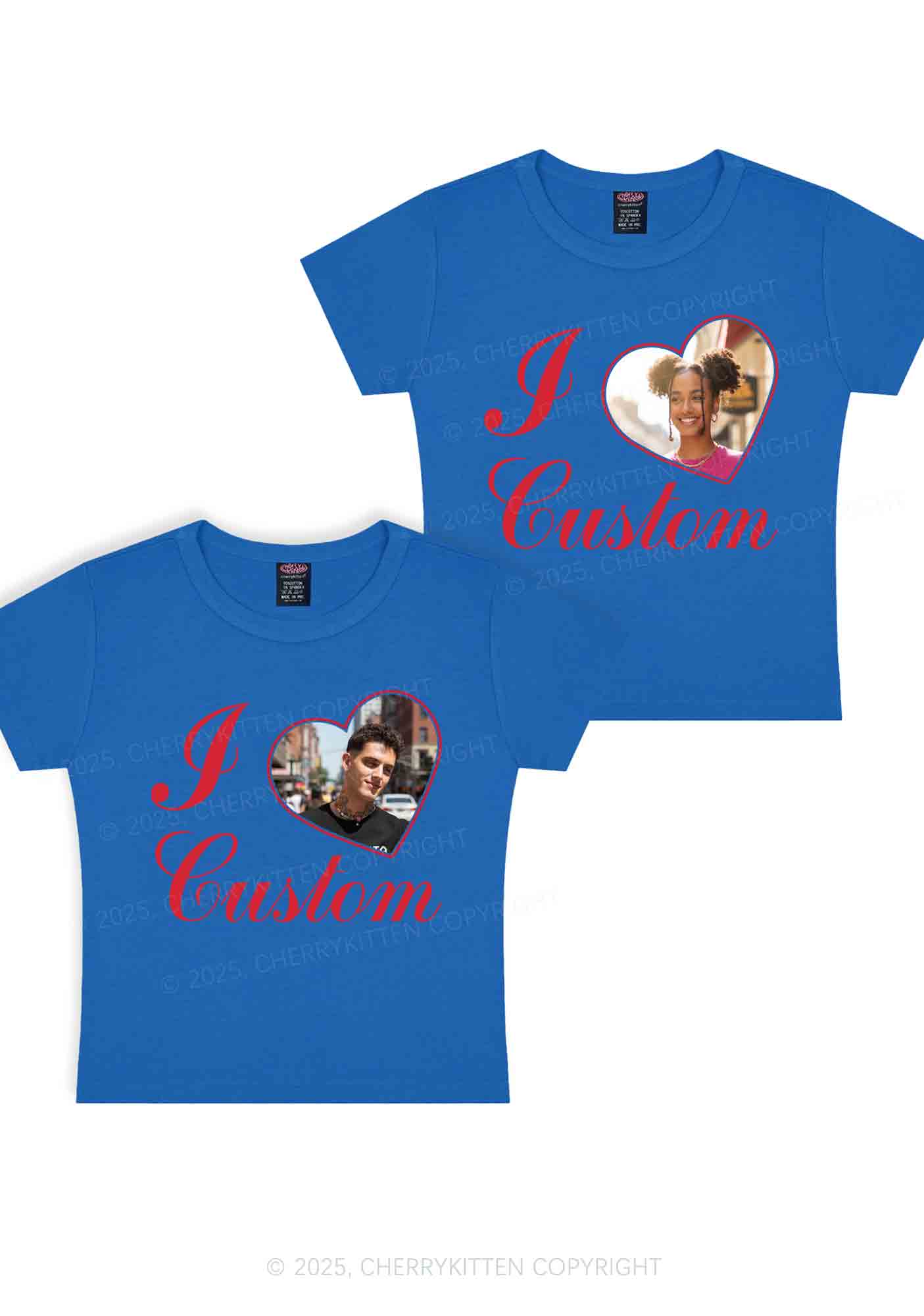 I Love Custom Heart Photo Y2K Valentine's Day Baby Tee Cherrykitten