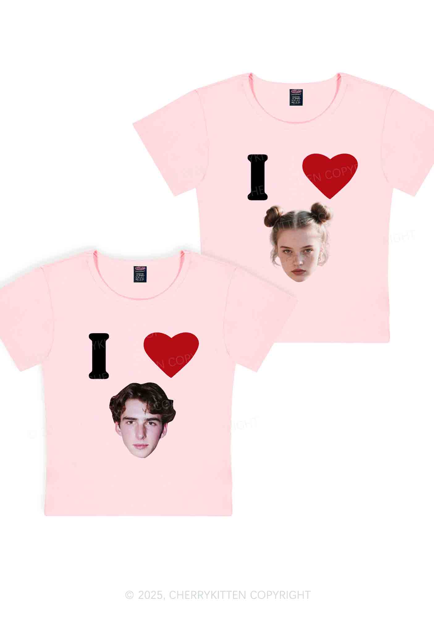 I Love Custom Portrait Y2K Valentine's Day Baby Tee Cherrykitten