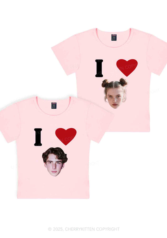 I Love Custom Portrait Y2K Valentine's Day Baby Tee Cherrykitten